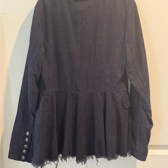 Free People Military Style Raw Edge Jacket size Medium Color Navy - Picture 6 of 11